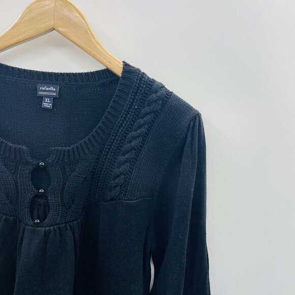 Rafella Womens Size XL 3/4 Sleeve Knit Pullover Sweater with Keyhole Neckline - Picture 2 of 5